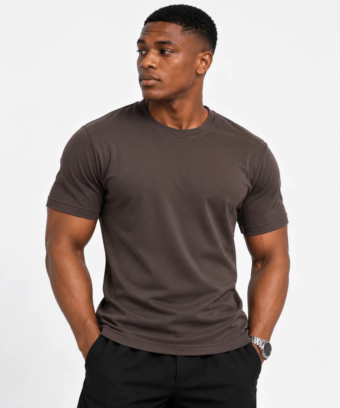 Dresar Essential Crew Tee — Espresso in Coffee